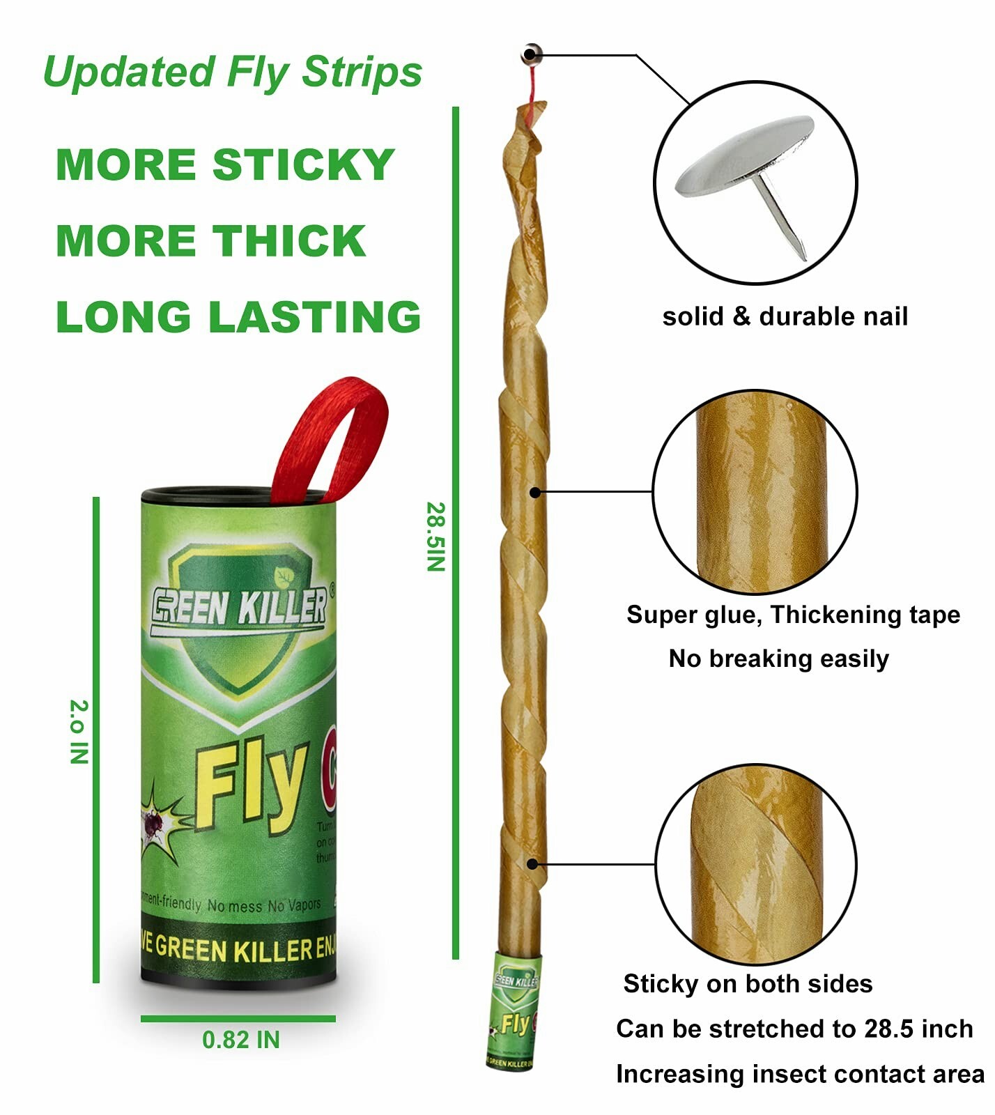 16Roll Sticky Fly Strips Paper Insect Bug Catcher Fly Killer Tape Indoor&Outdoor