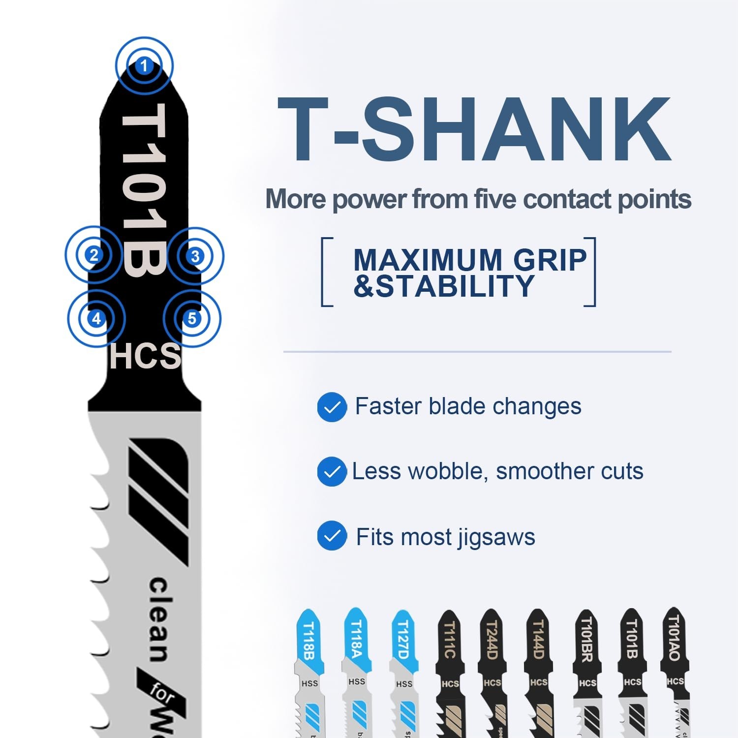 30PCS T-Shank Jigsaw Blades Set for Wood Metal Plastic Cutting Fits Bosch Dewalt