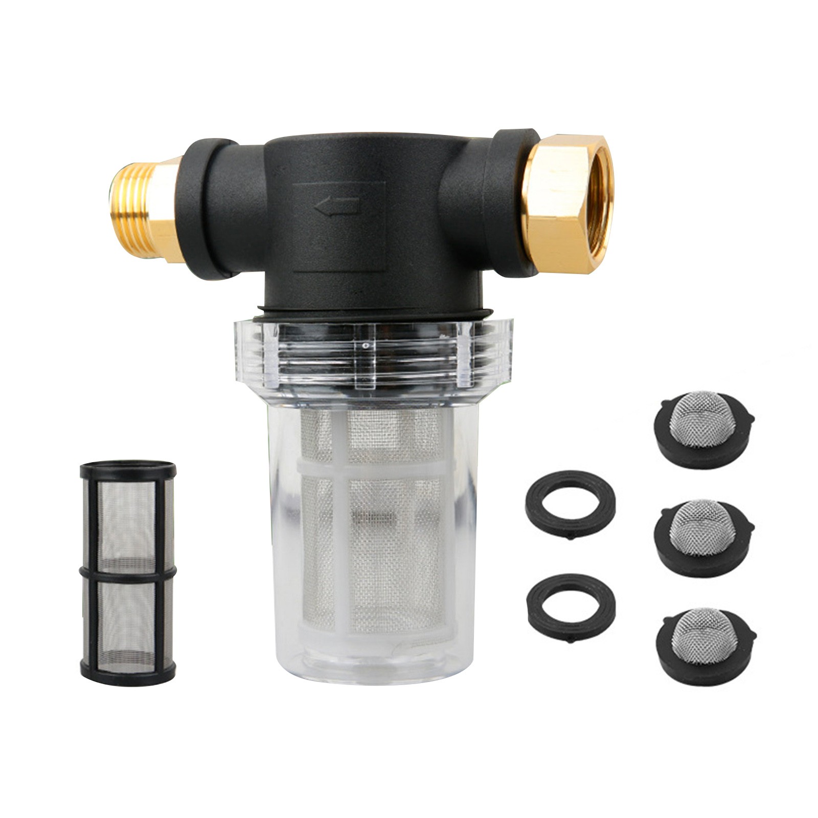 Plastic Metal Inline Water Filter Garden Pressure Washer 40 Mesh 100 Mesh Screen