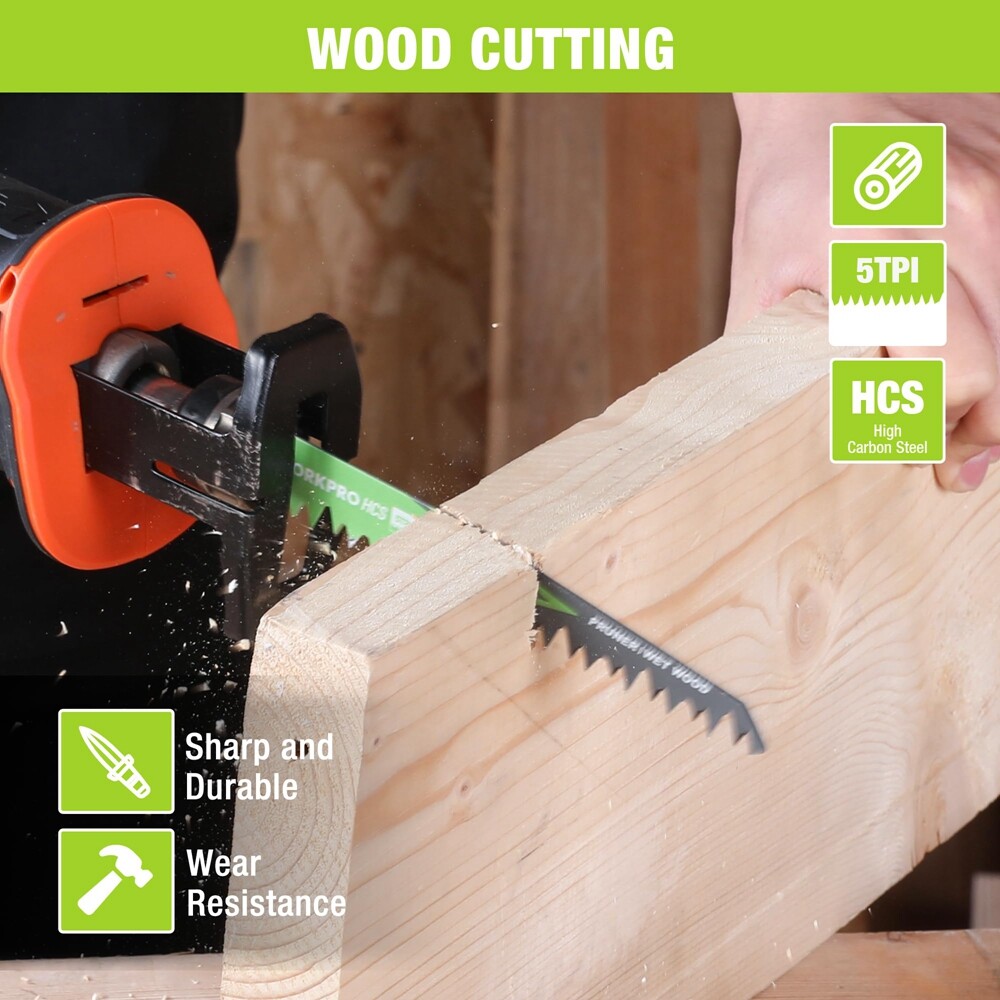 WORKPRO 6/9″ Wood Pruning Reciprocating Saw Blades 10PCS 5 TPI Pruner Saw Blades