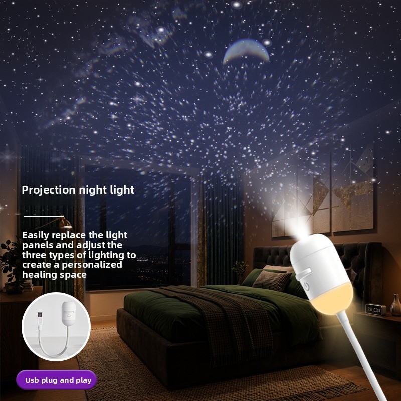 Starry Sky Galaxy Projector Night Light Wall-Mounted USB Adjustable Brightness