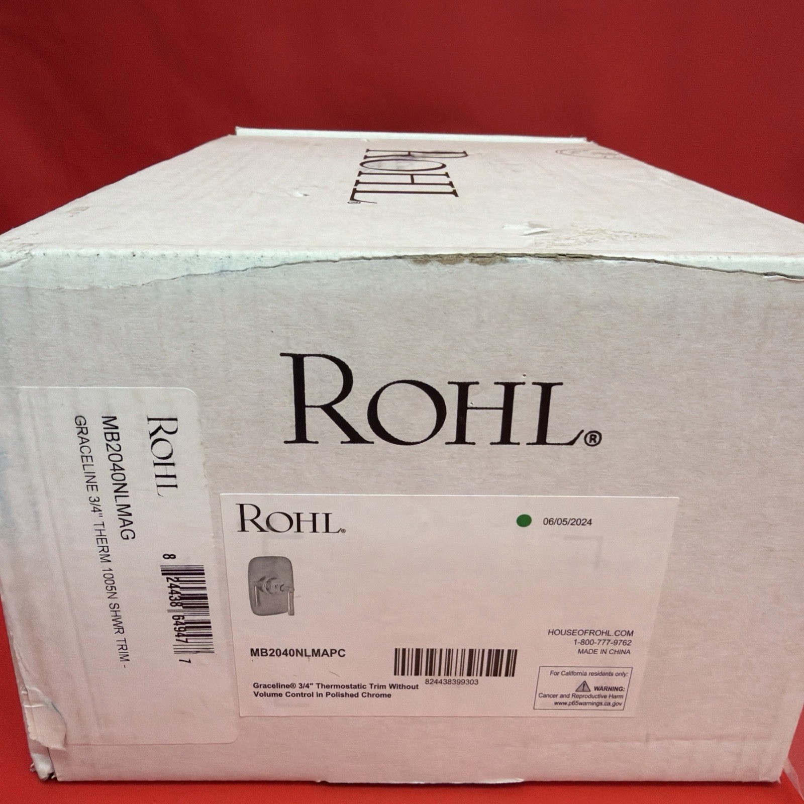 Rohl Graceline Thermostatic Shower Trim Polished Chrome Knurled MB2040NLMAPC