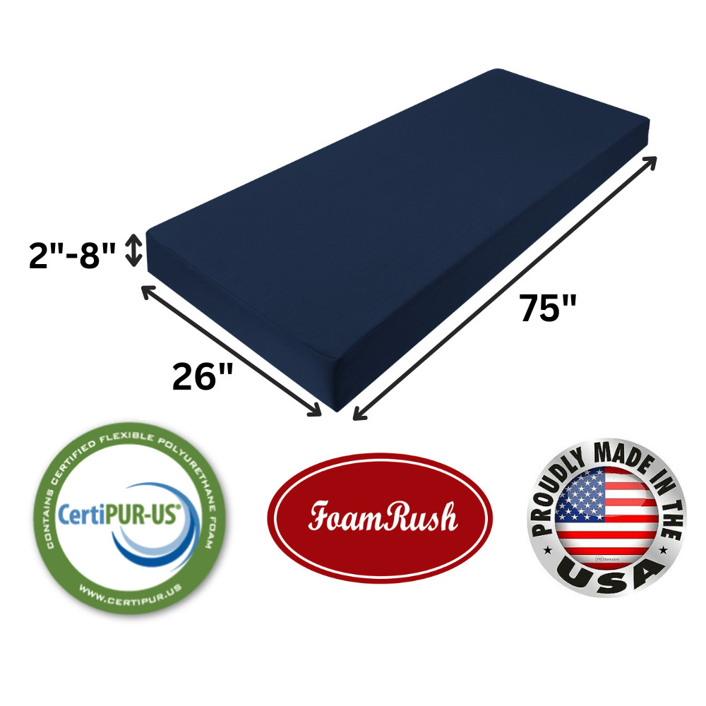 FoamRush Bunk 26″ x 75″ High Density Foam Mattress Replacement Camper Cot USA