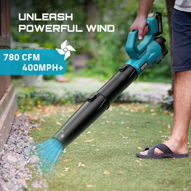 Seesii 21V Cordless Leaf Blower 780CFM 400MPH 2x4000mAh Batteries