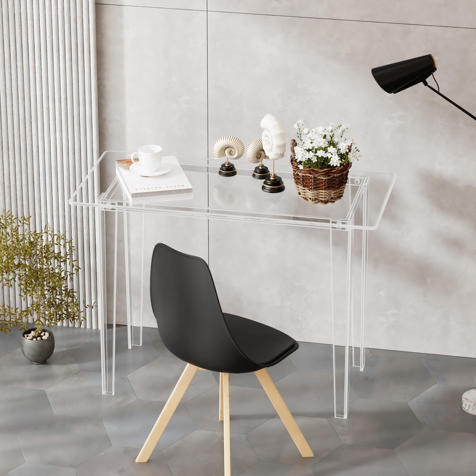Acrylic Desk, Acrylic Table & Clear Desk – Modern Home Office Study Table, Ex…