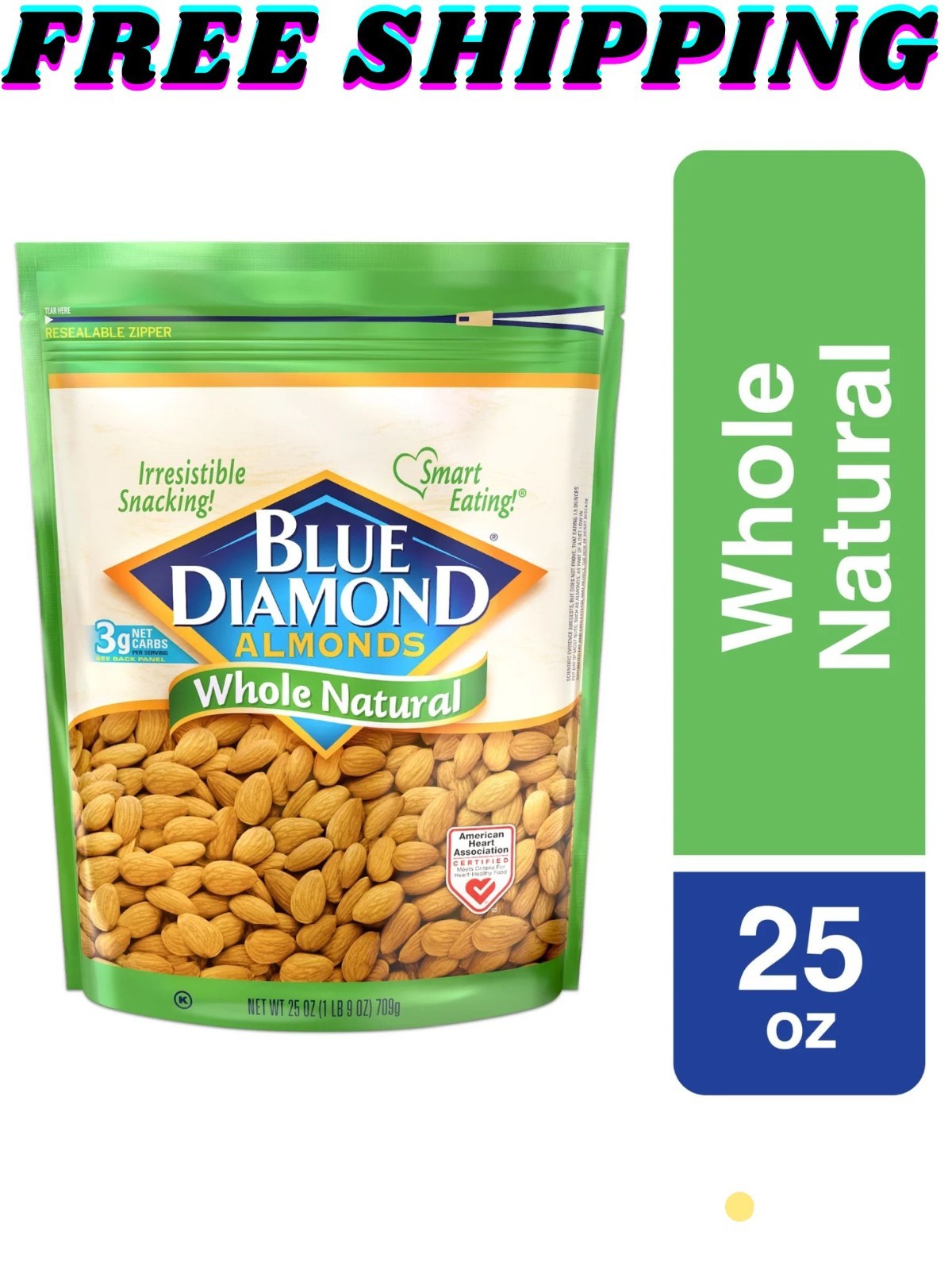 Blue Diamond Whole, Raw, Natural Almonds, 25 Oz
