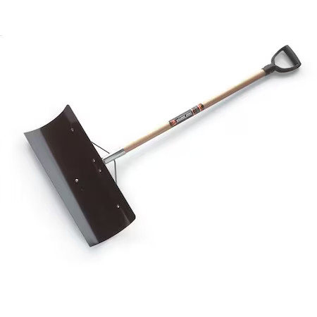 Snow Shovel, 42 In Wood D-Grip Handle, Steel Blade Material, 24 In Blade Width,