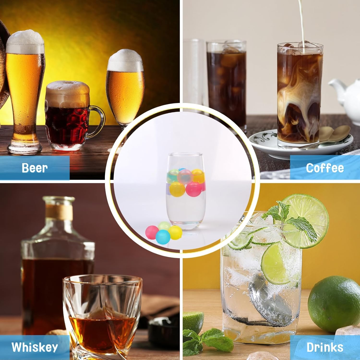 Reusable Ice Cube with Lid and Round – 24 Pack, Multicolor – 24 Pack