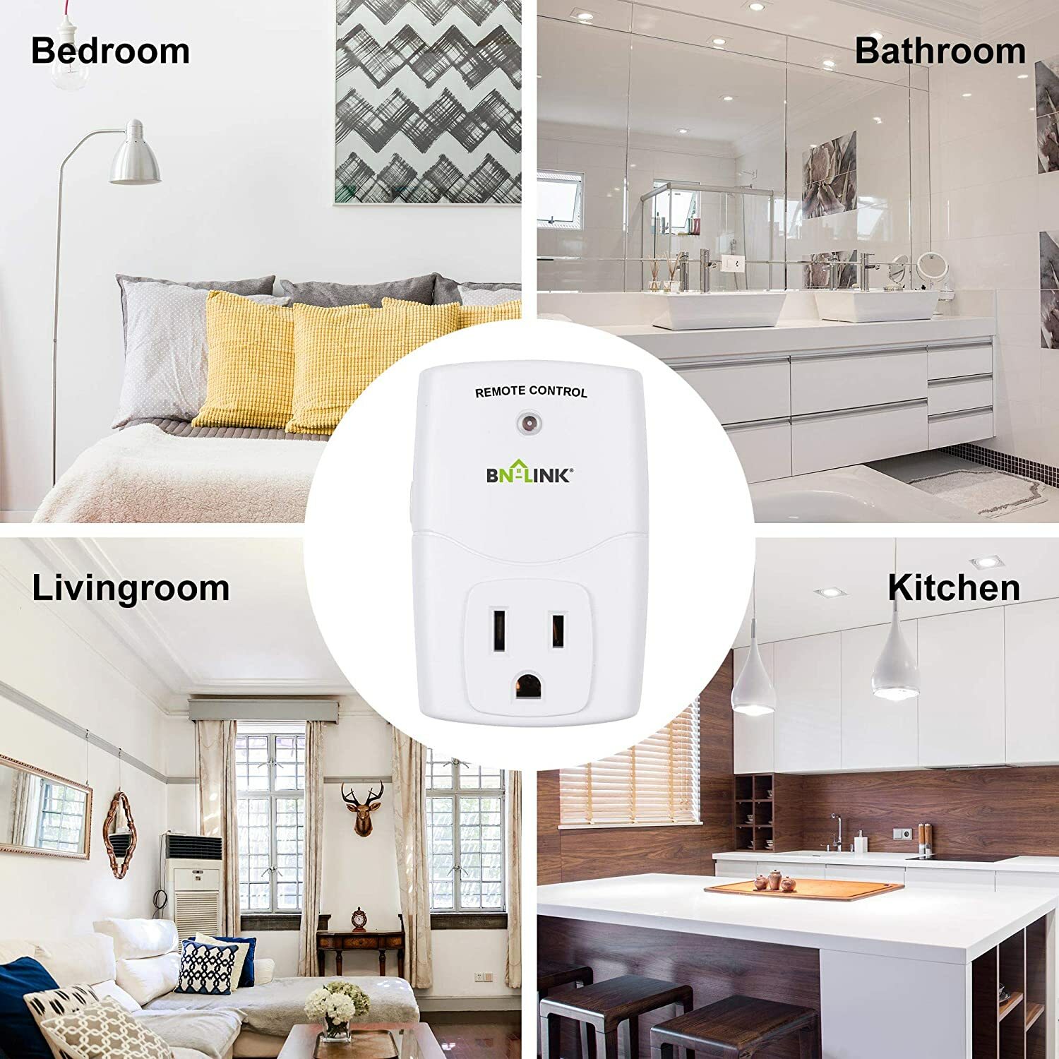 BN-LINK Wireless Remote Control Outlet Plugs with 2 remotes and 5 sockets Indoor
