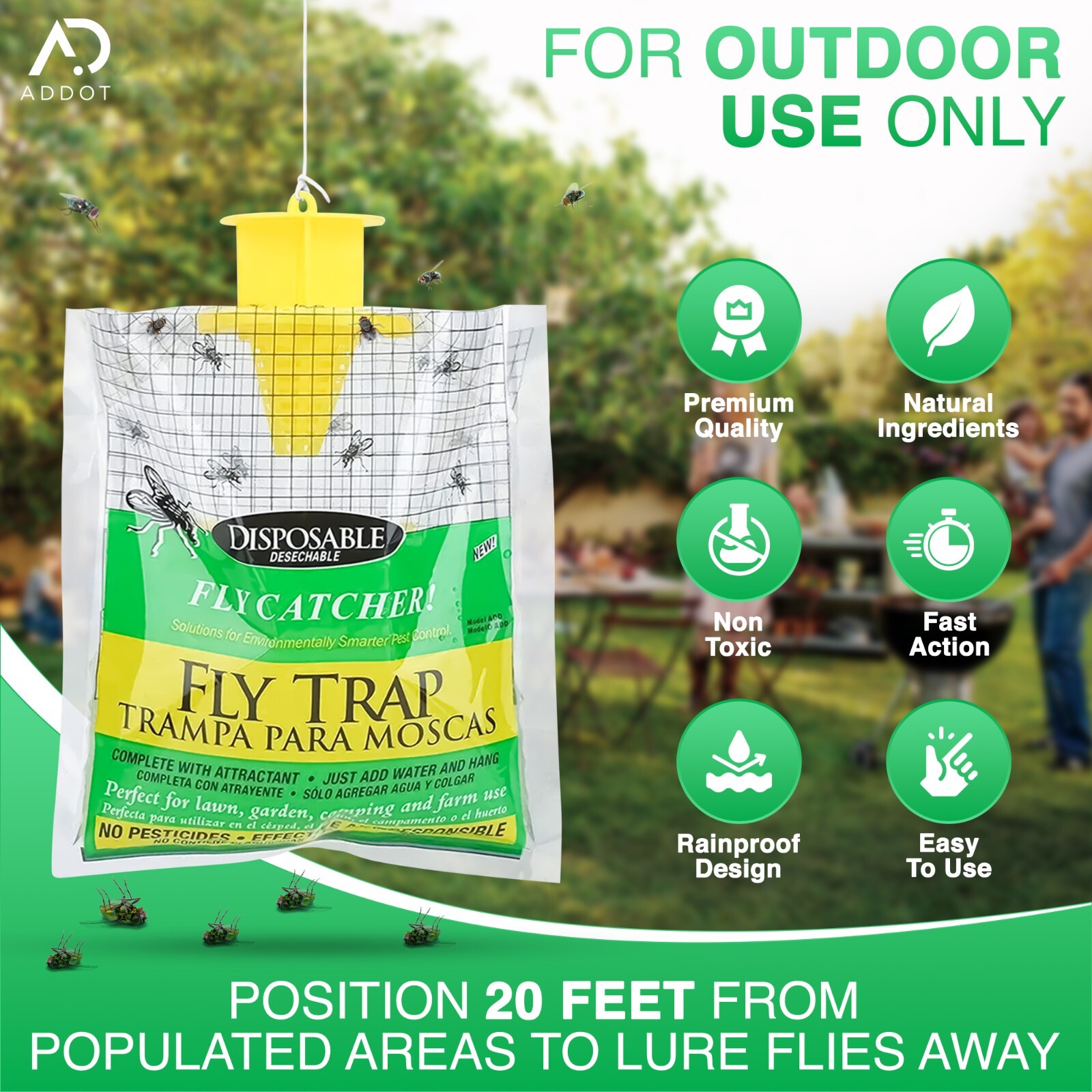 Outdoor Disposable Fly Trap / Fly Catcher – Hanging Style (4 Pack)