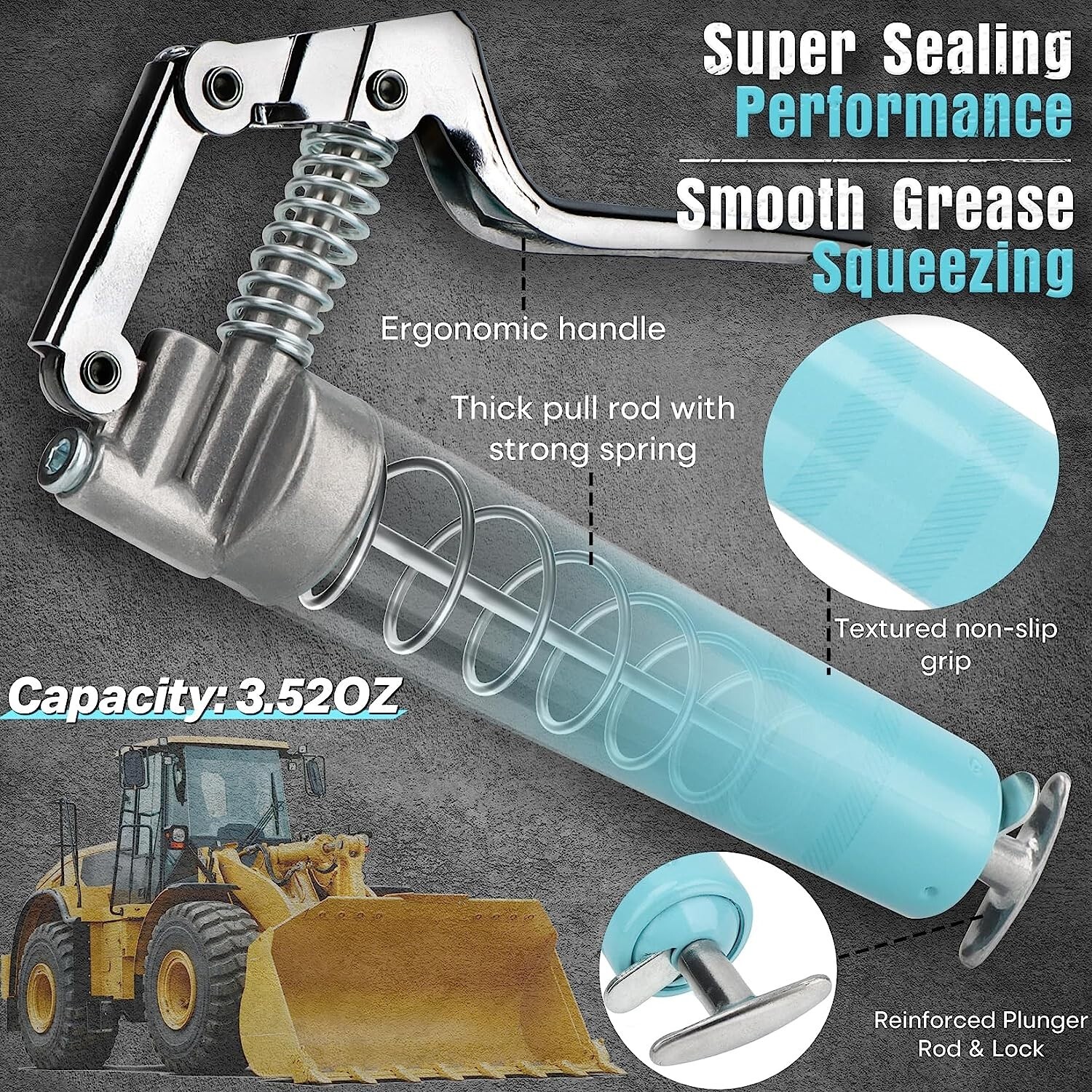 SHALL Mini Grease Gun, Small Grease Gun Kit 3.52OZ Capacity, 3000PSI NEW