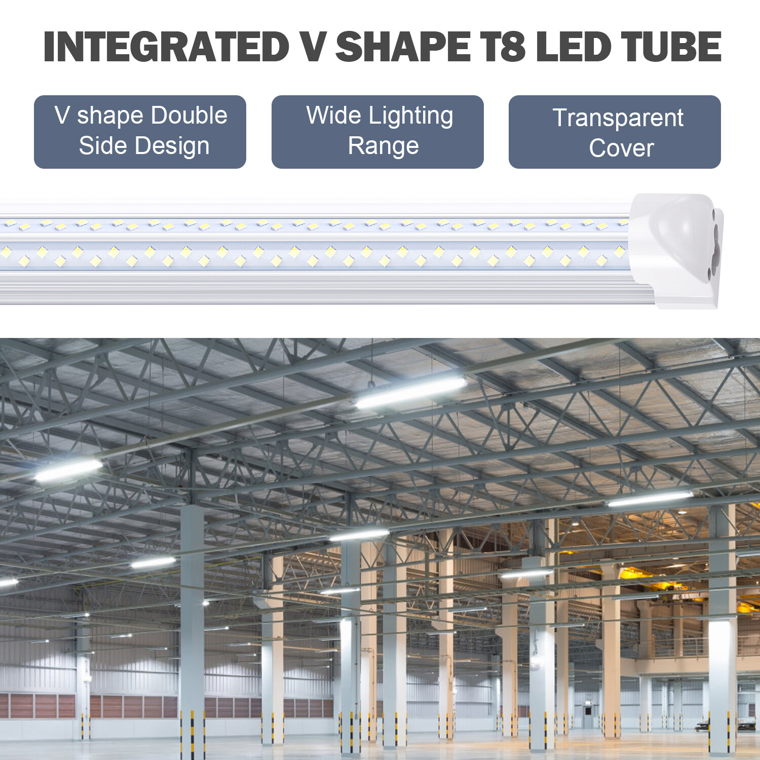 10Pack 8Foot 120W Integrated Led Light Bulbs T8 8FT Led Shop Light Fixture 6000K