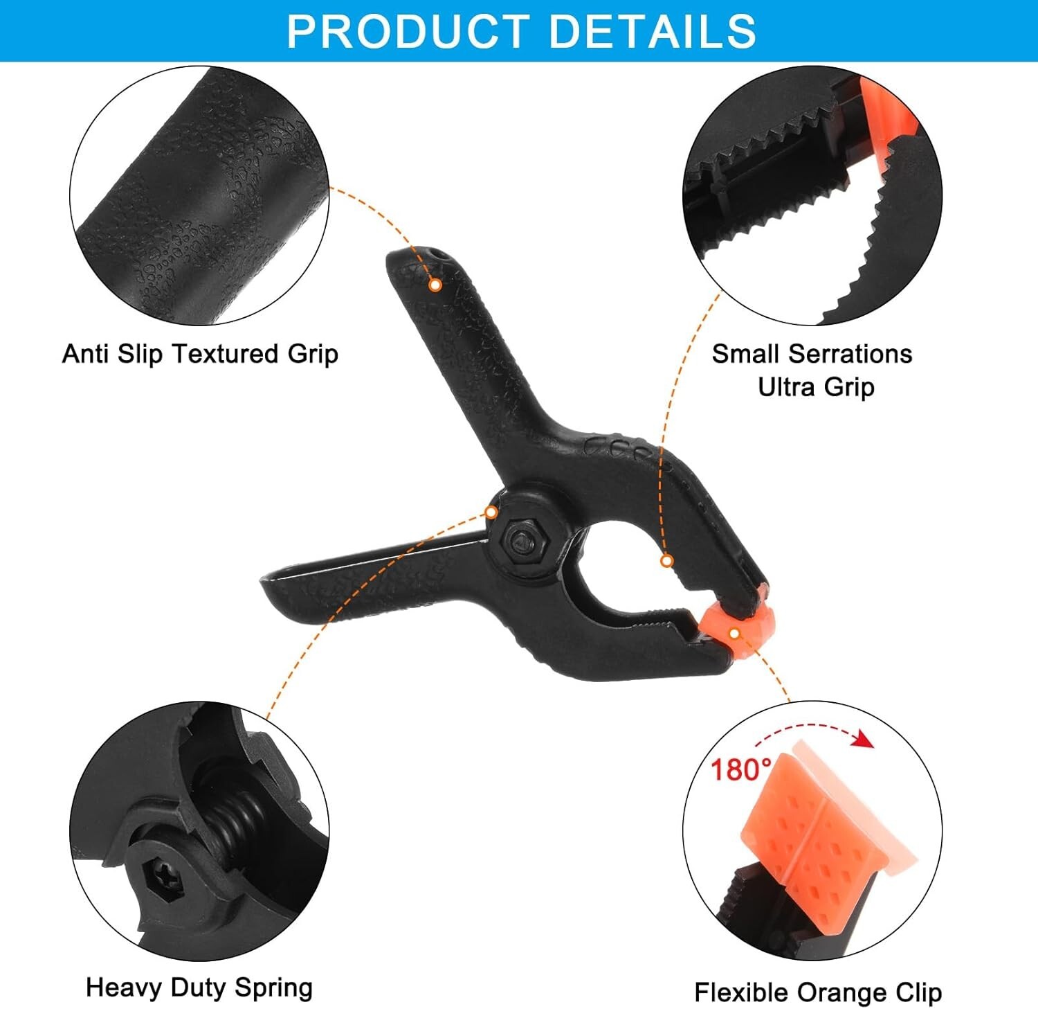 10-pcs Heavy-Duty 4-Inch Spring Clamp for Woodworking, Photography, DIY Projects