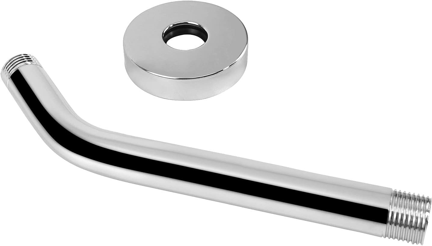 Chrome 10 in Wall Mounted Shower Arm with Flange, Made of 304 Stainless Steel