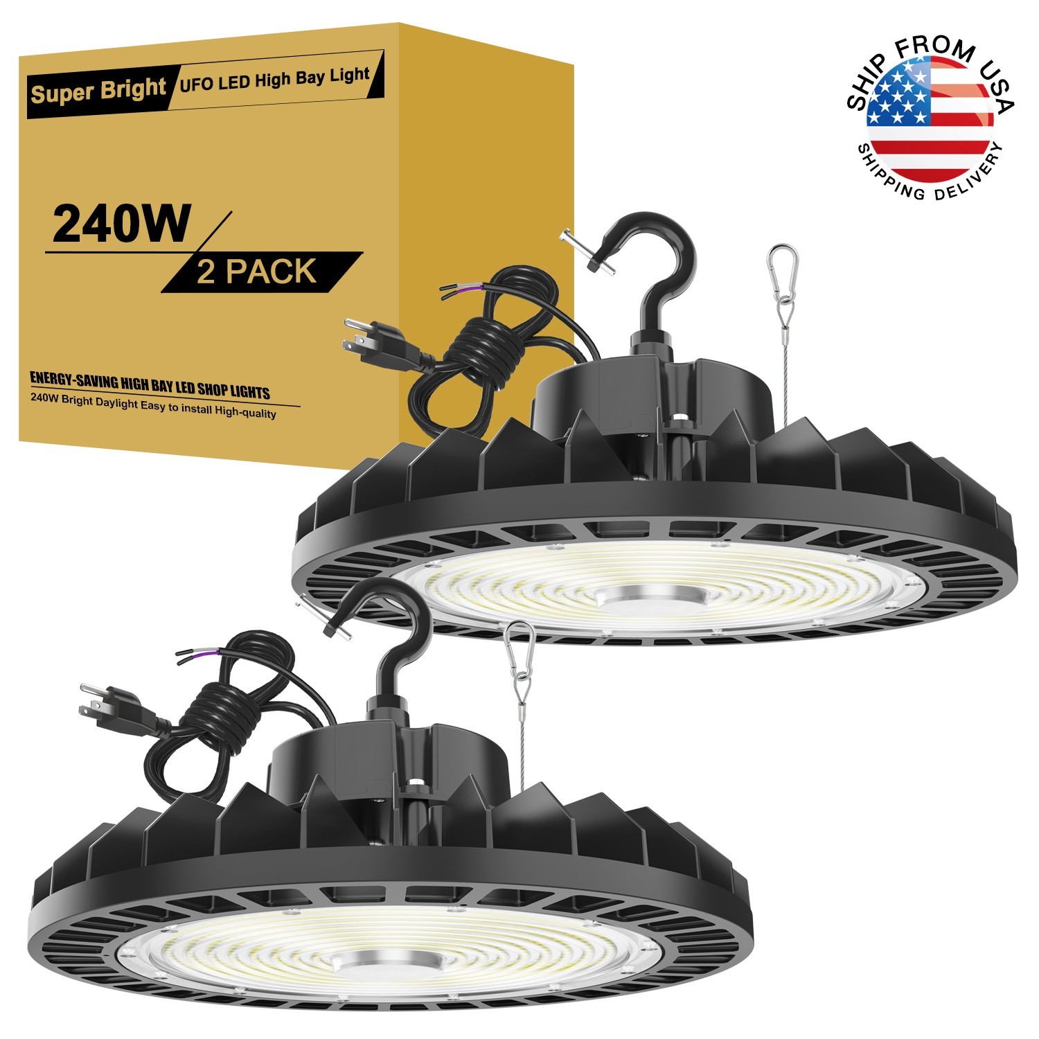 1-20 PACK 150W/200W/240W LED UFO High Bay Light Dimmable Warehouse Shop Fixtures