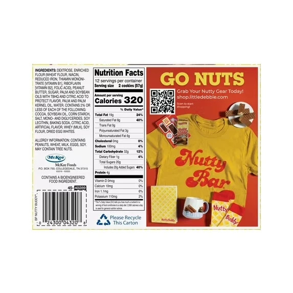 Little Debbie Big Pack Nuddy Buddy Wafer Bars, 24.1 oz (24 count)
