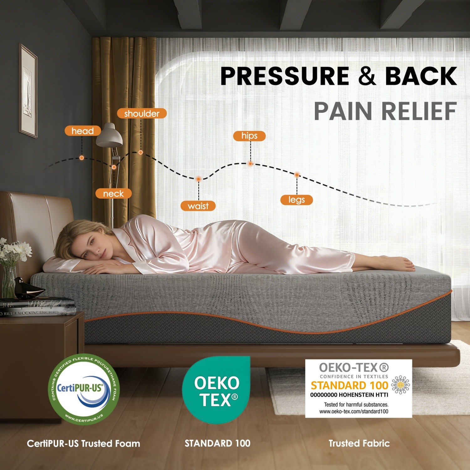 14″ Full/Queen/King Size Memory Foam Mattress Medium Soft CertiPUR-US Certified