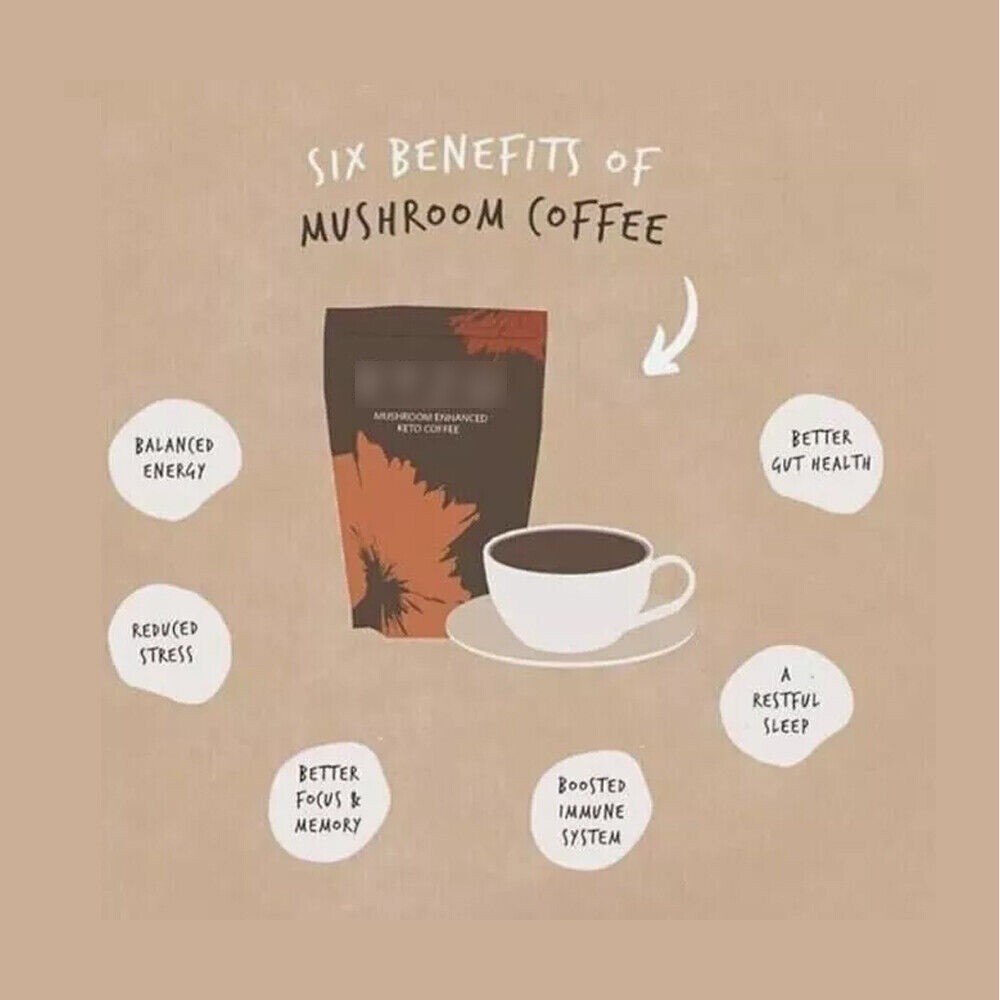 Upgrade Mushroom Coffee USDA Organic with 6 Adaptogenic Mushrooms 30 servings
