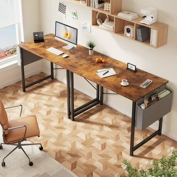 Computer Writing Desk with Storage Bag, Steel Frame for Home Office Study