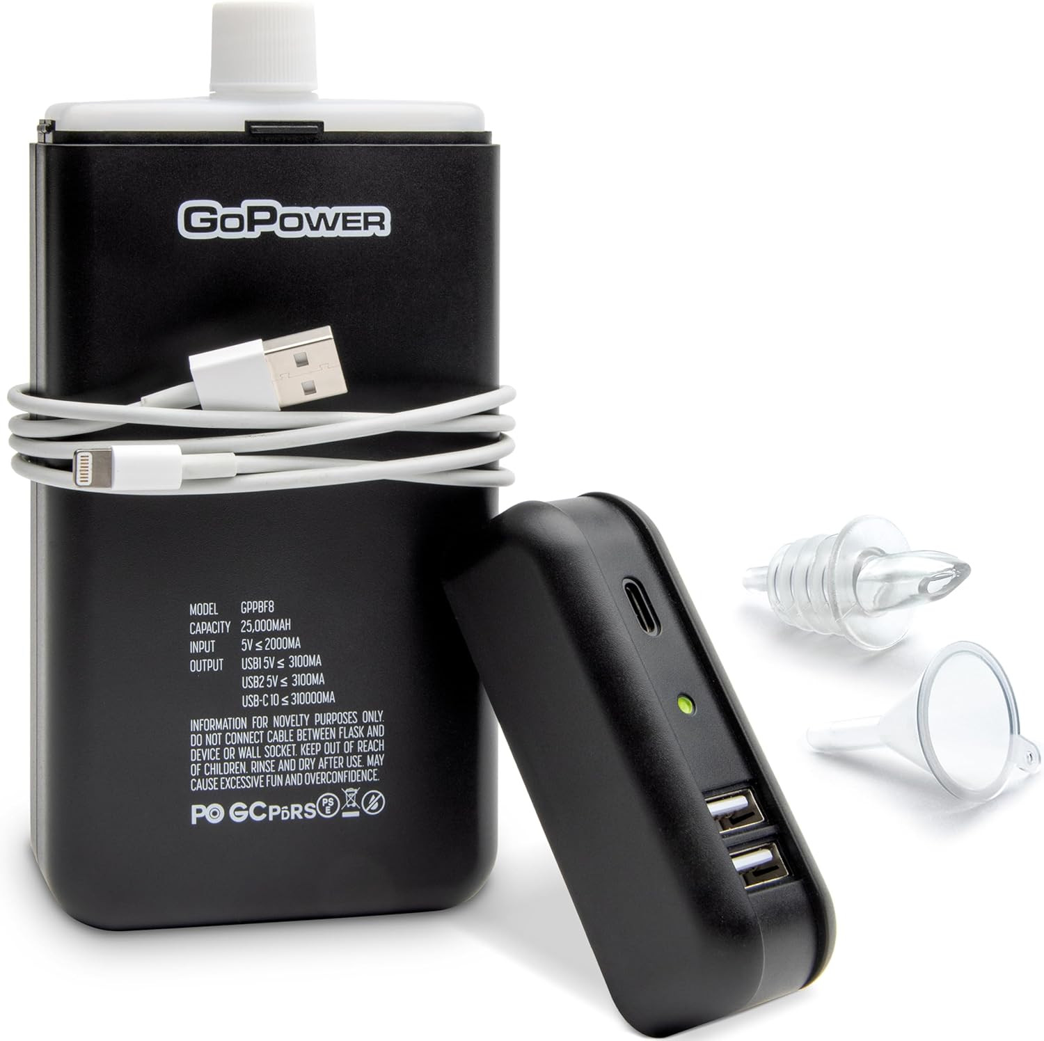 Power Bank Flask (8 Oz) – Hidden Alcohol Travel Flask – Secret Liquor Container