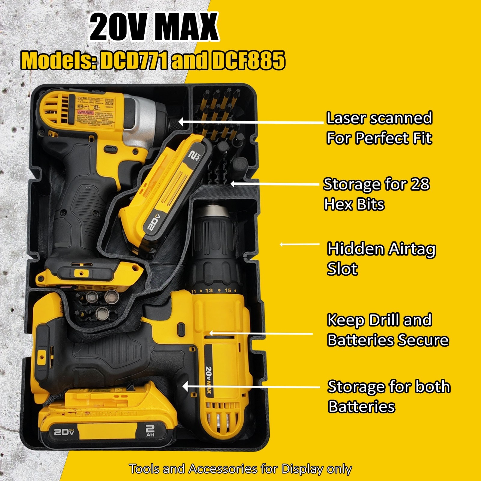 DeWALT Deep Compact Organizer – 20V Max Drill Set (DCF885 & DCD771) *Insert Only