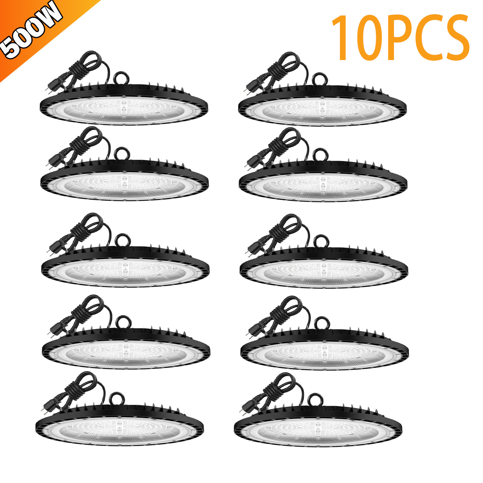 10 Pack 500W UFO LED High Bay Light Industrial Factory Warehouse Shop Commercial