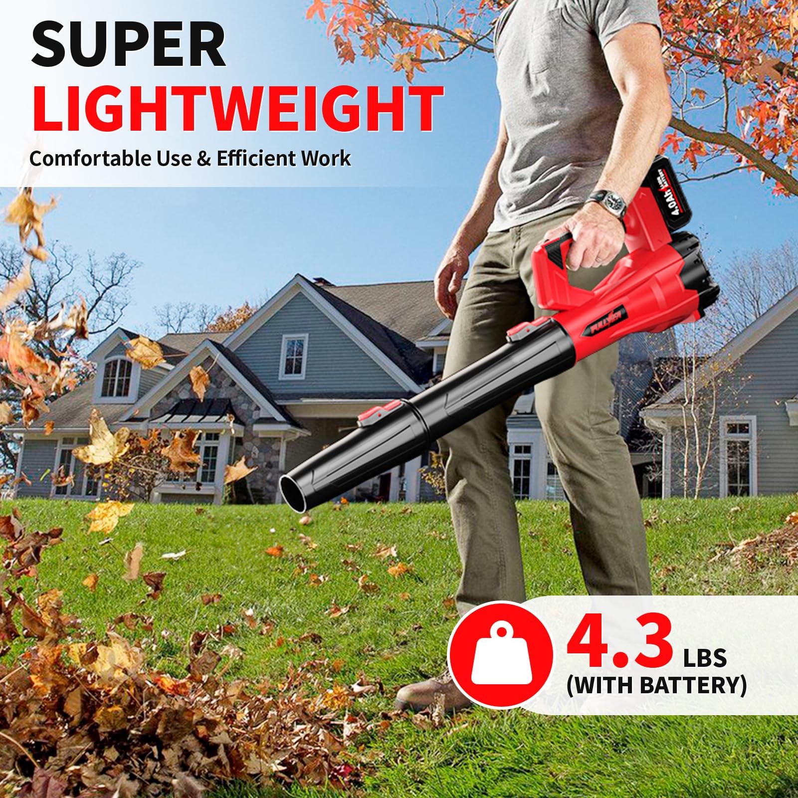 Cordless Leaf Blower, 500 CFM, 150 MPH, 6 Speed Modes, 3 Tubes, 2 Batteries