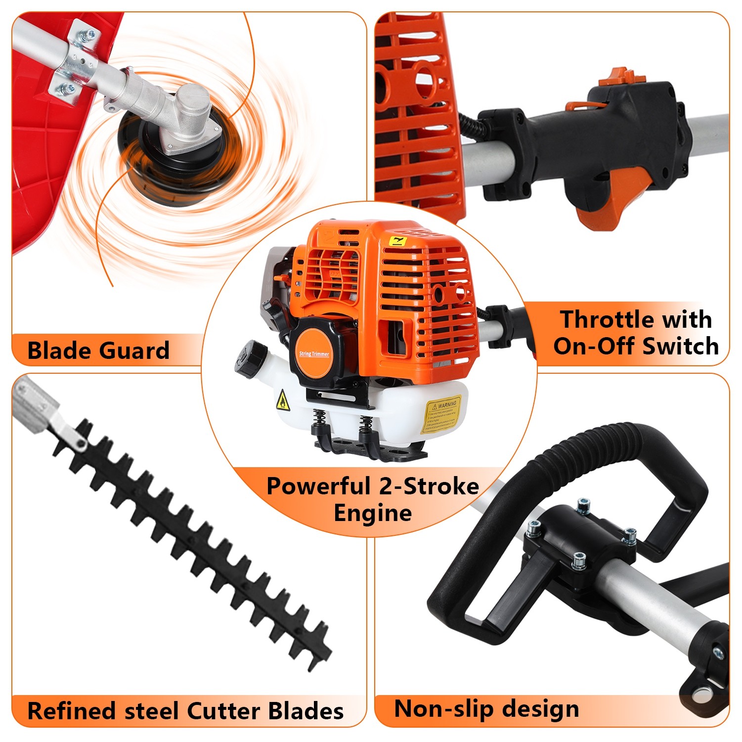52CC 5 in 1 2-Stroke Grass String Trimmer Brush Cutter Gas Trimmer Weed Eater US