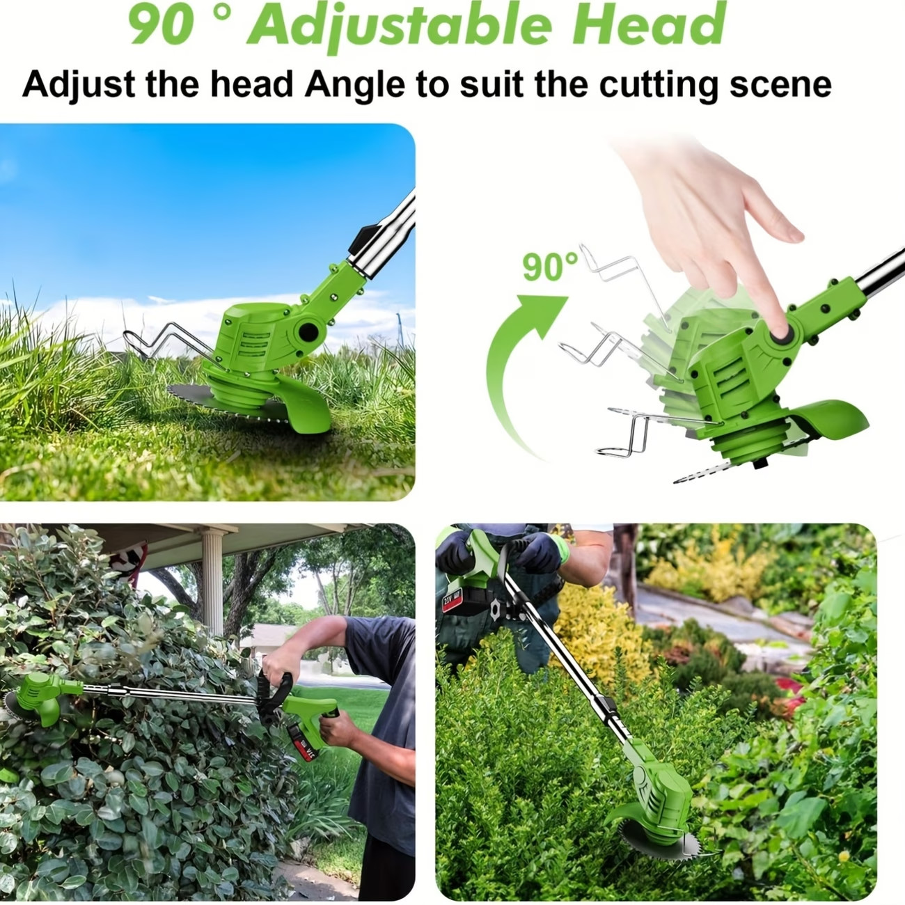 24V Cordless Weed Wacker Brush Cutter String Trimmer with 2 Batteries Blades
