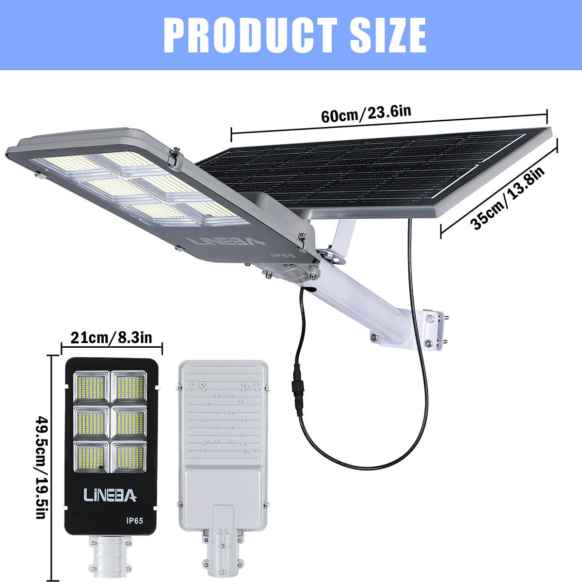 8800000000LM Commercial Solar Street Light Motion Sensor Backyard Road Wall Lamp
