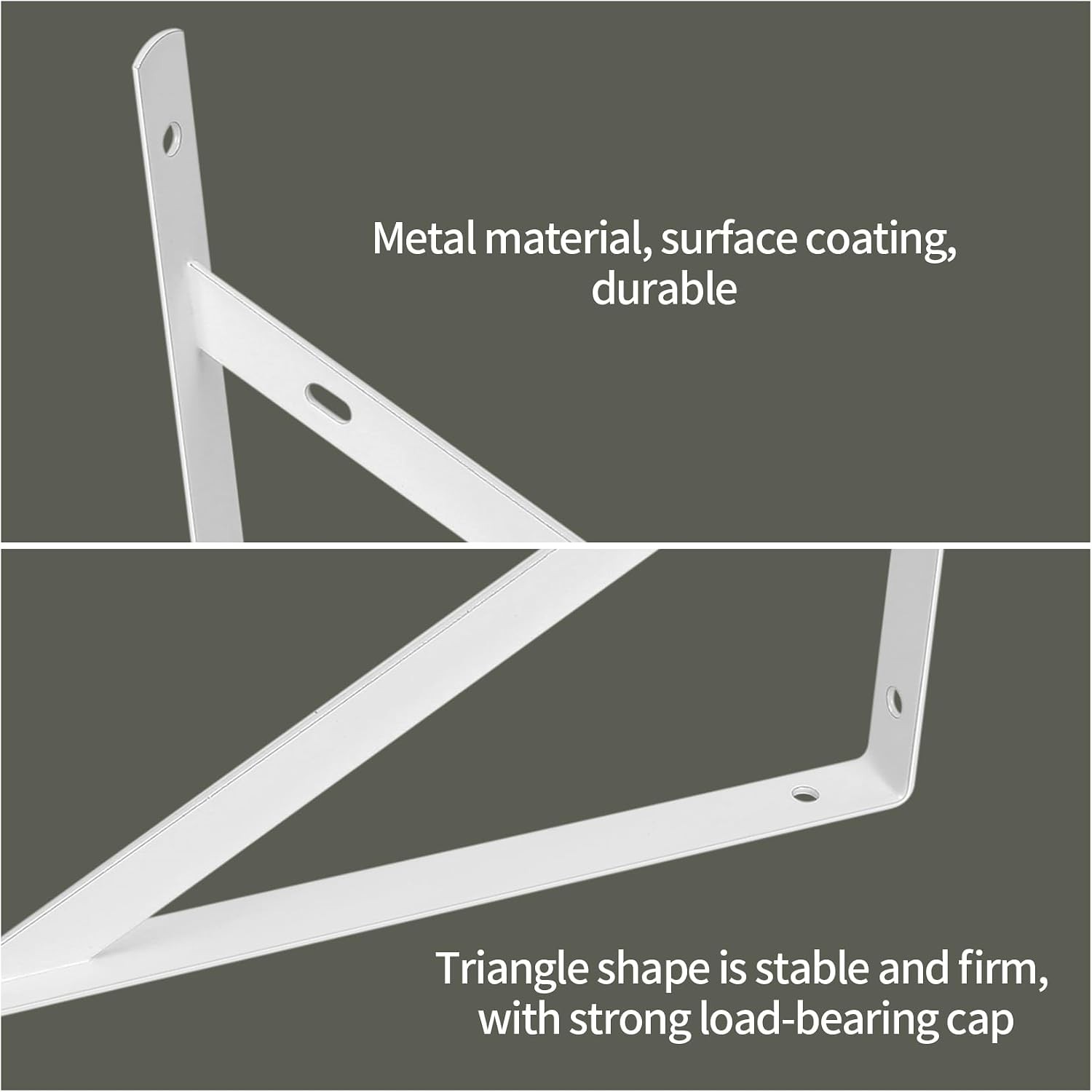 8 Pcs 11.81 x 7.48 Inch Heavy Duty White Metal Shelf Brackets, Wall Mount