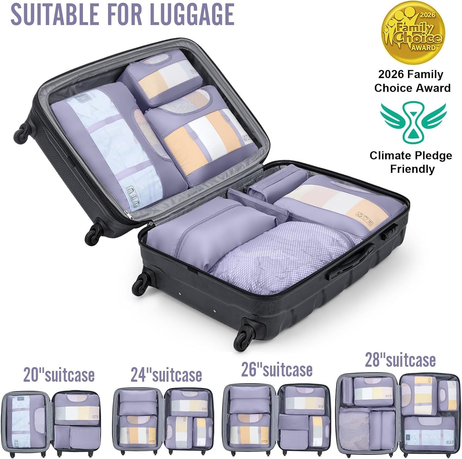 10-Piece Lightweight Packing Cube Set with Laundry Bag for Effortless Travel