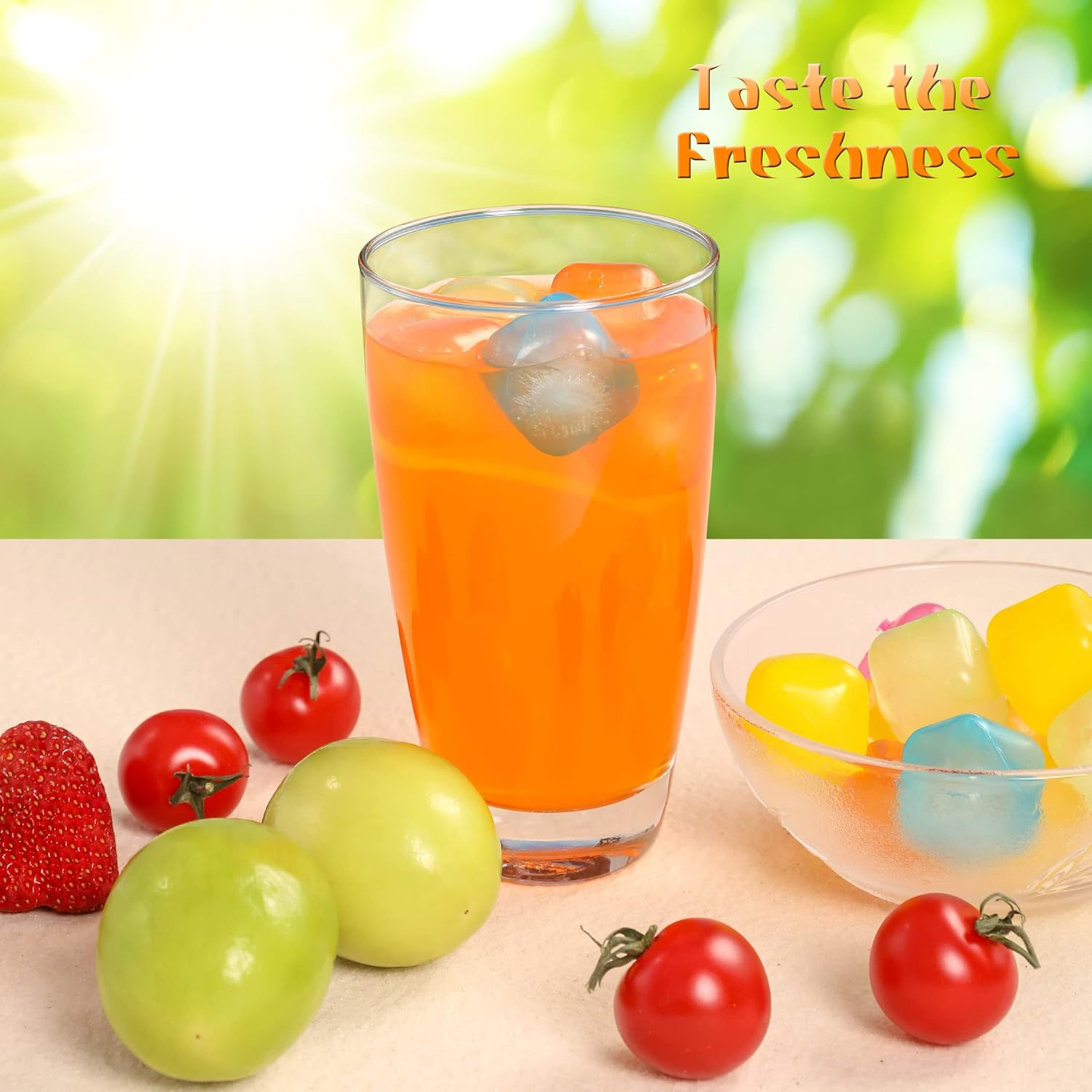 Reusable Ice Cube Plastic Ice Cubes 65 Pack Colorful Refreezable Ice Cubes for D