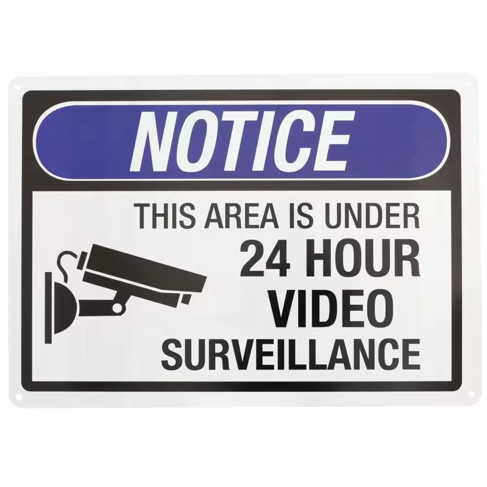 24 Hour Video Surveillance Sign Aluminum Security Warning 10×14 Outdoor