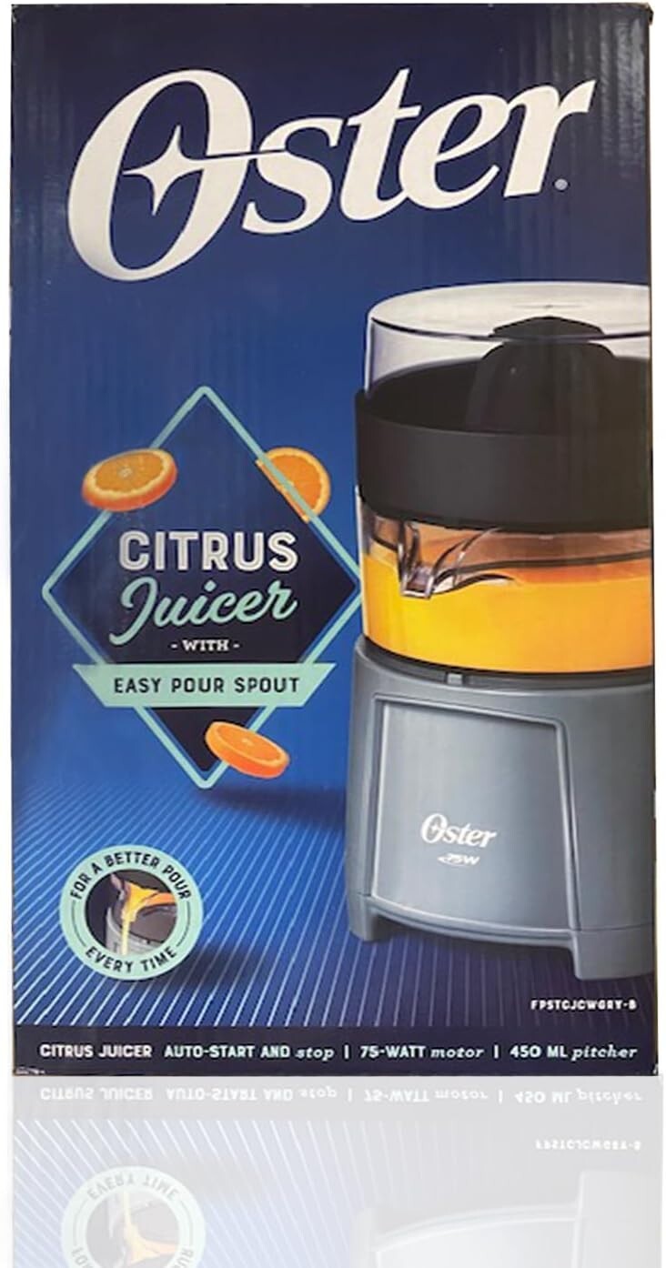 Oster Electric Citrus Juicer, High-Performance Silver 75 Watt Motor Electric
