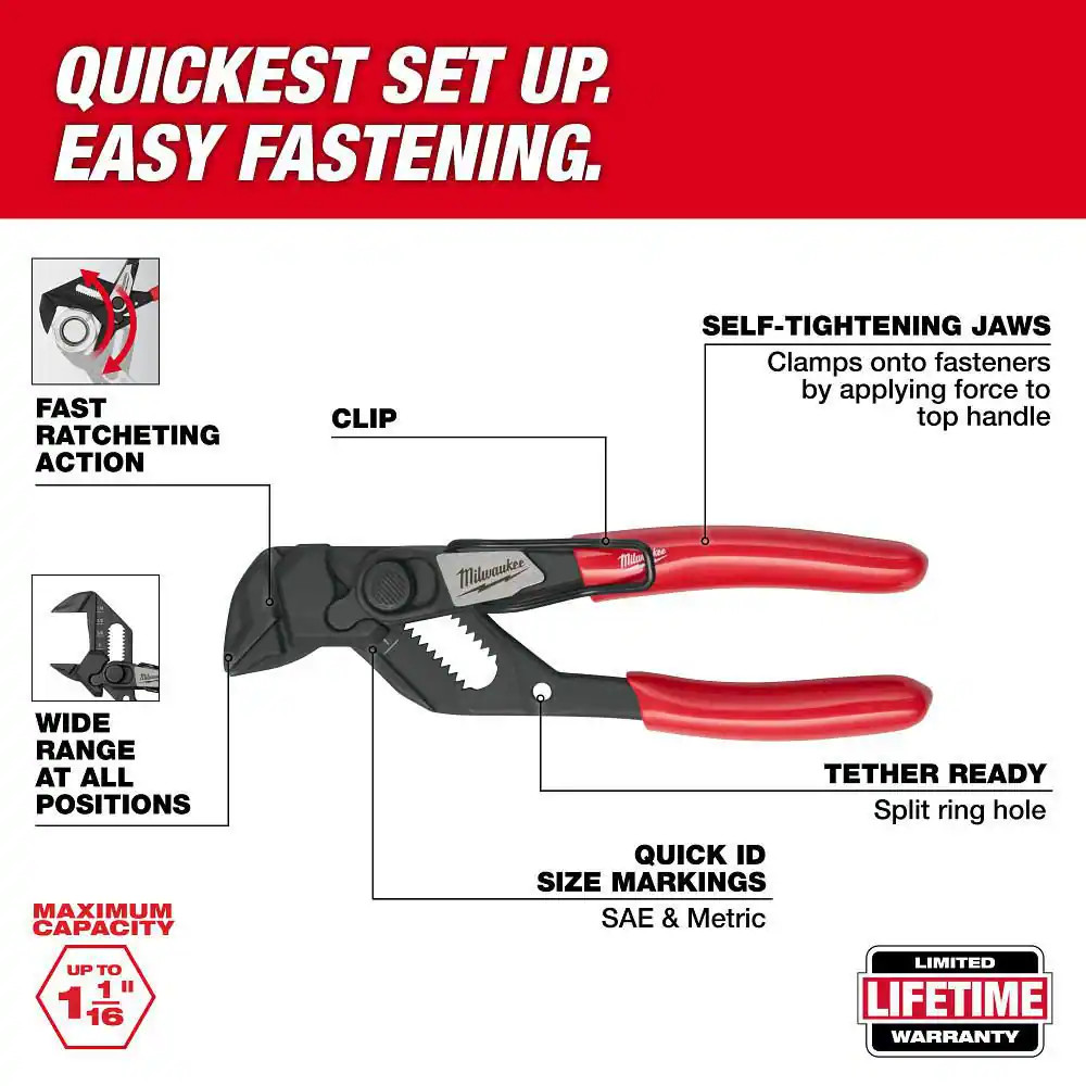 5 In. Straight Jaw Pliers Wrench with Belt Clip
