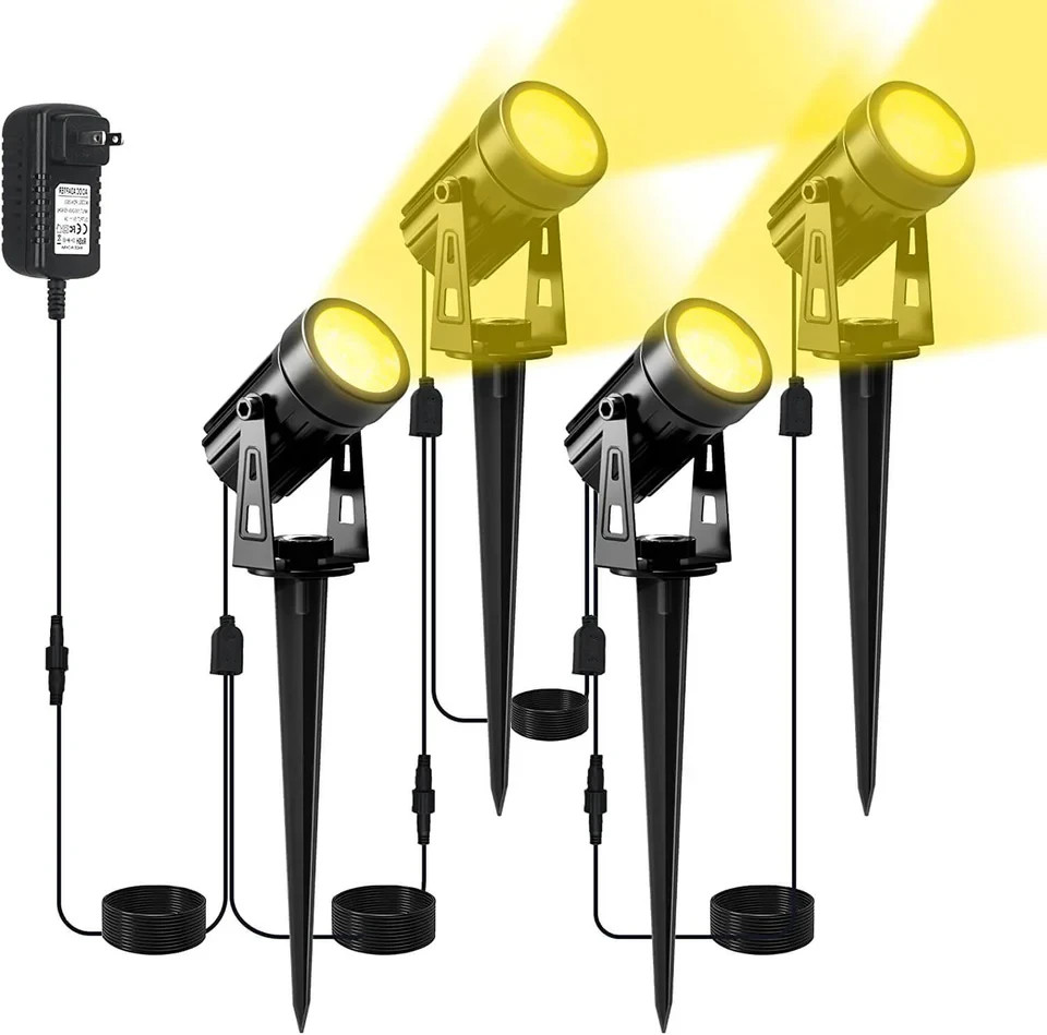T-SUN 4 IN 1 LED Landscape Spotlights Warm White Outdoor Garden Pathway Light US