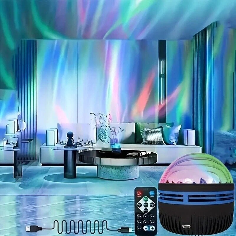 2 Pcs Northern Lights Galaxy Projection Lamp Aurora Star Projector Night Lights