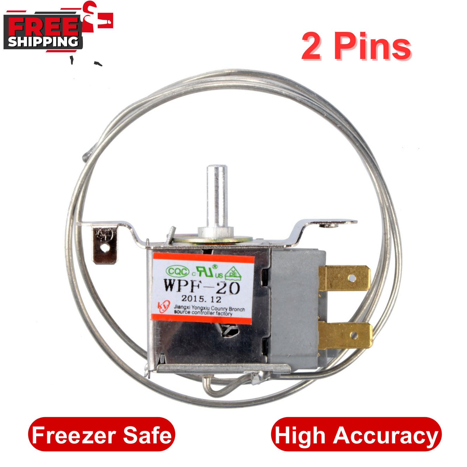AC 220V-250V 6A 60HZ 2 Pin Freezer Replacement Refrigerator Thermostat WPF-20