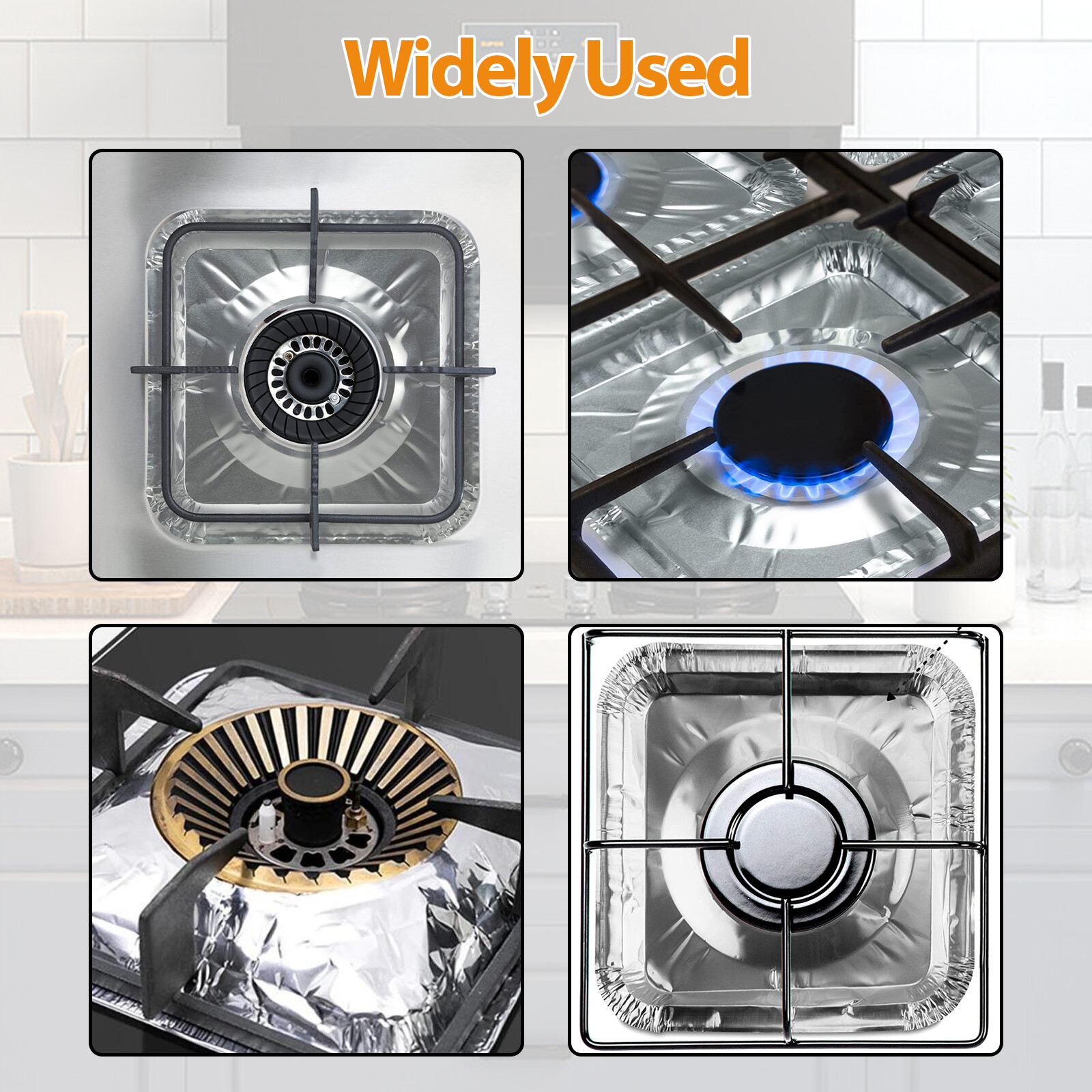 100 Pcs Disposable Aluminum Foil Square Gas Stove Burner Liners Heavy Bib Cover