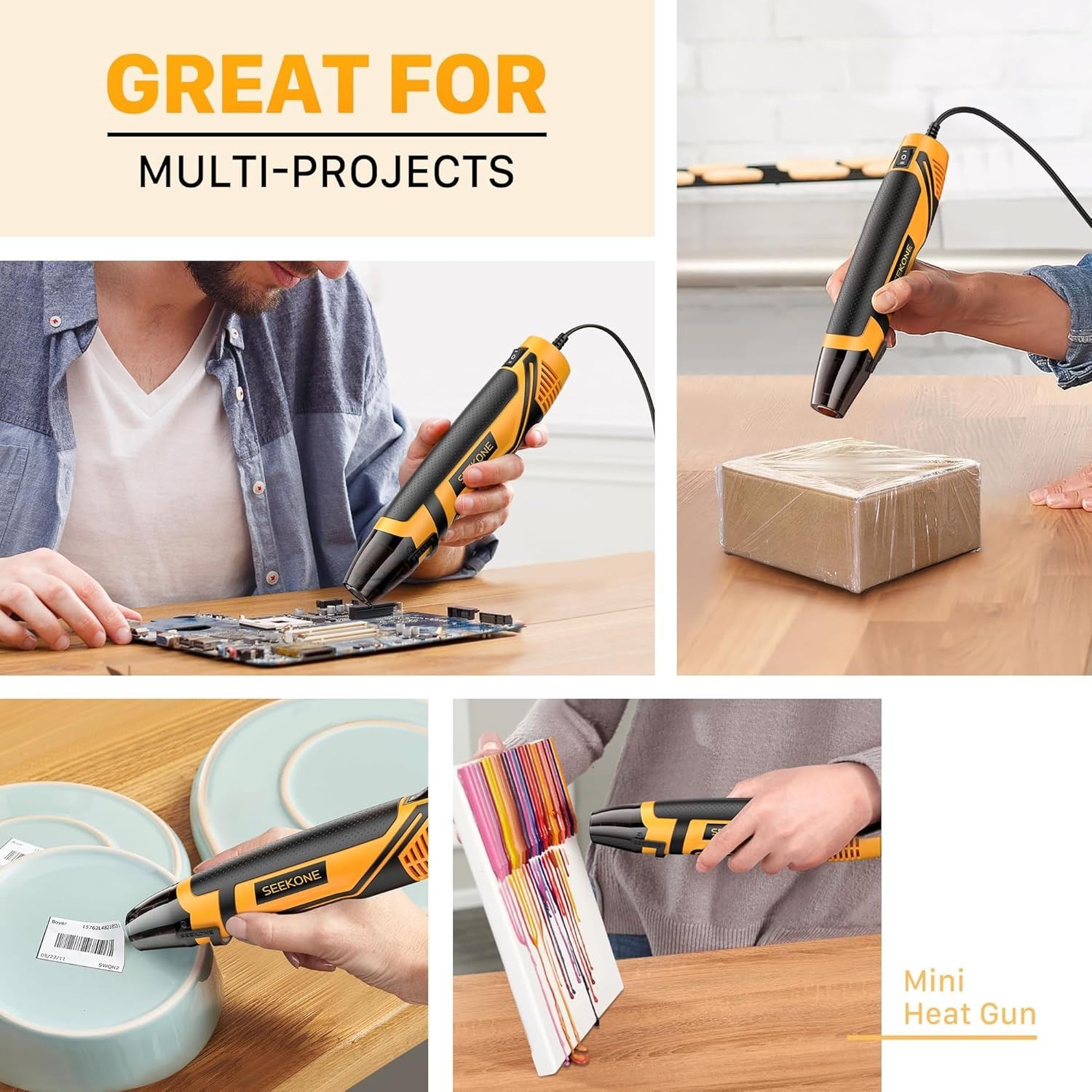 Cordless Heat Gun for Crafts 600℉ Fast Heating Rechargeable Mini Hot Air Gun for