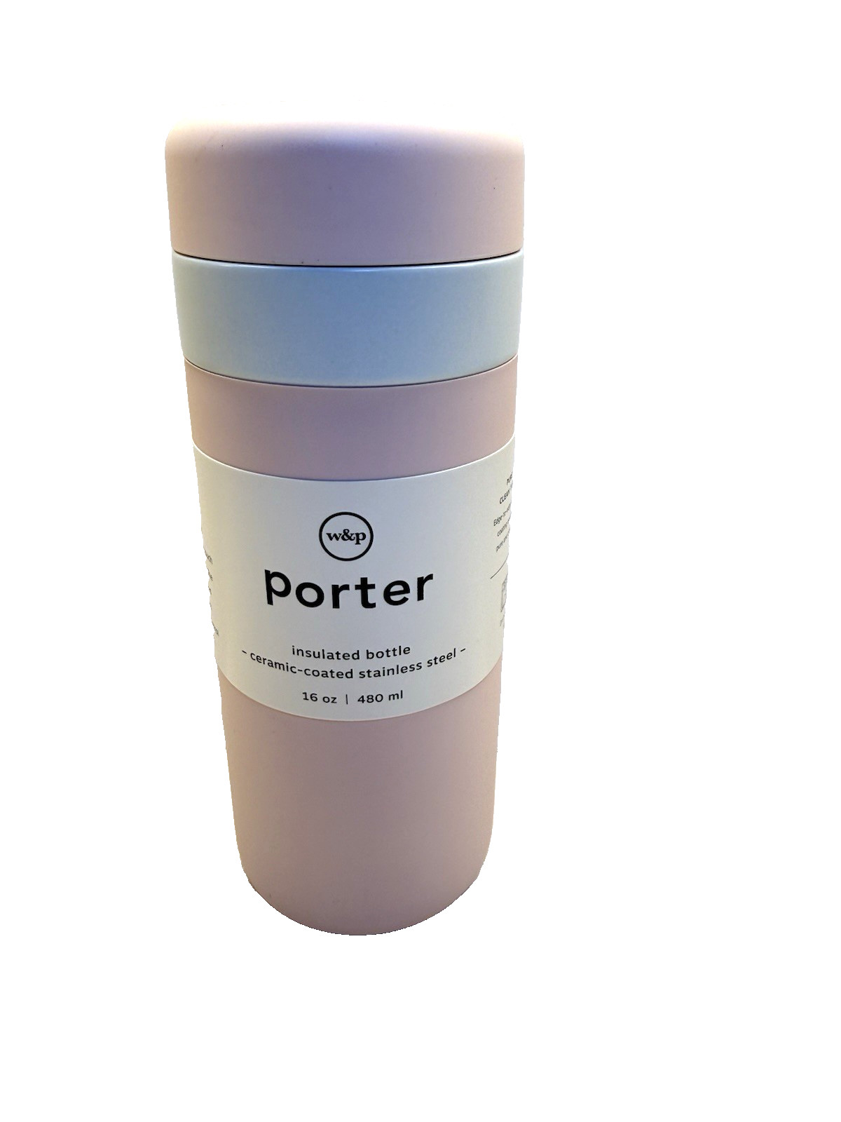 Porter Insulated Stainless Steel Bottle 16oz Ceramic Coated Blush Pink- New!!