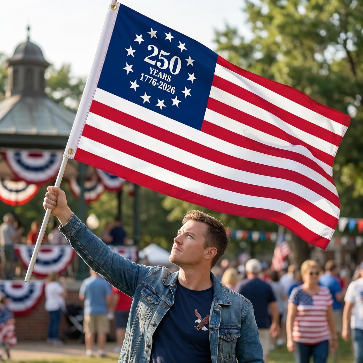 EBaokuup 2 Pcs USA 250th Anniversary Flag, 3 x 5 Ft Double-Sided 1776-2026 Patri