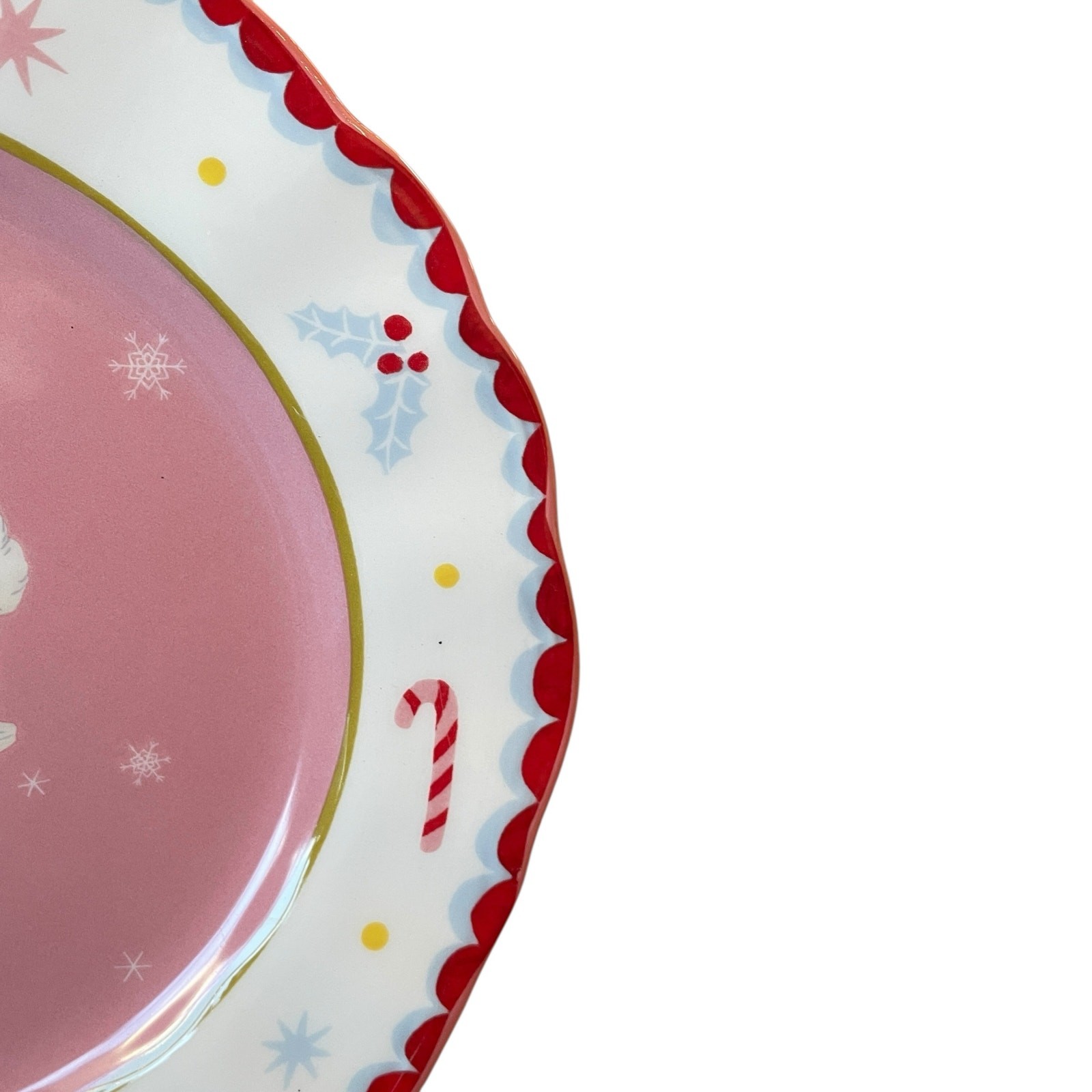 Potter’s Studio PINK SANTA Salad Plates 8.5in Ceramic Set of 4 Christmas New