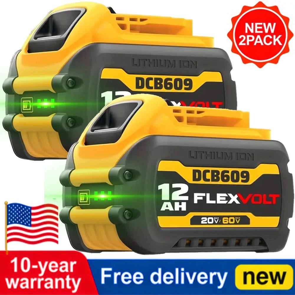 2Pack 12.0AH DCB609-2 For DEWALT DCB612 20V/60V MAX FLEXVOLT Lithium-Ion Battery