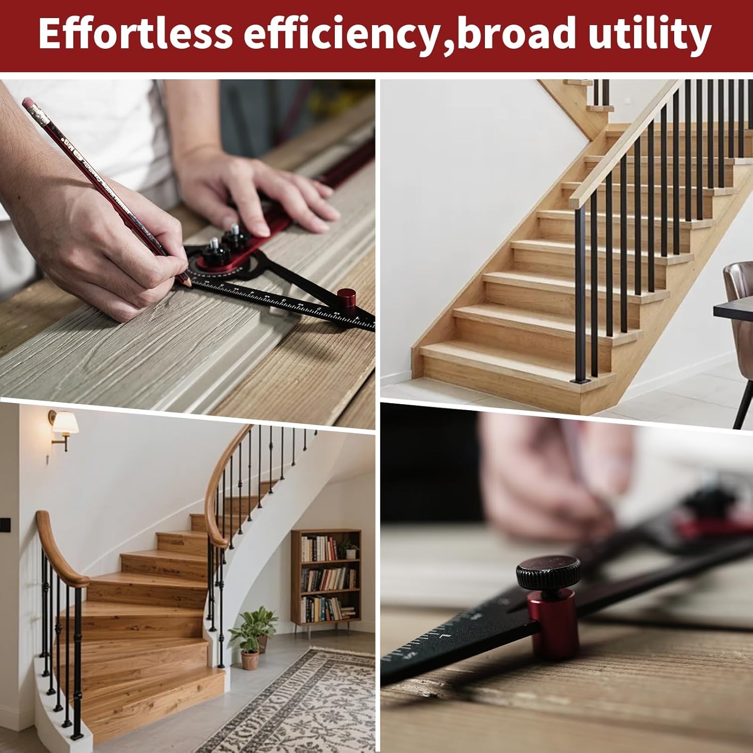 Stair Tread Template Tool Stair Jig Accurately Measuring Angle Length Adjustable