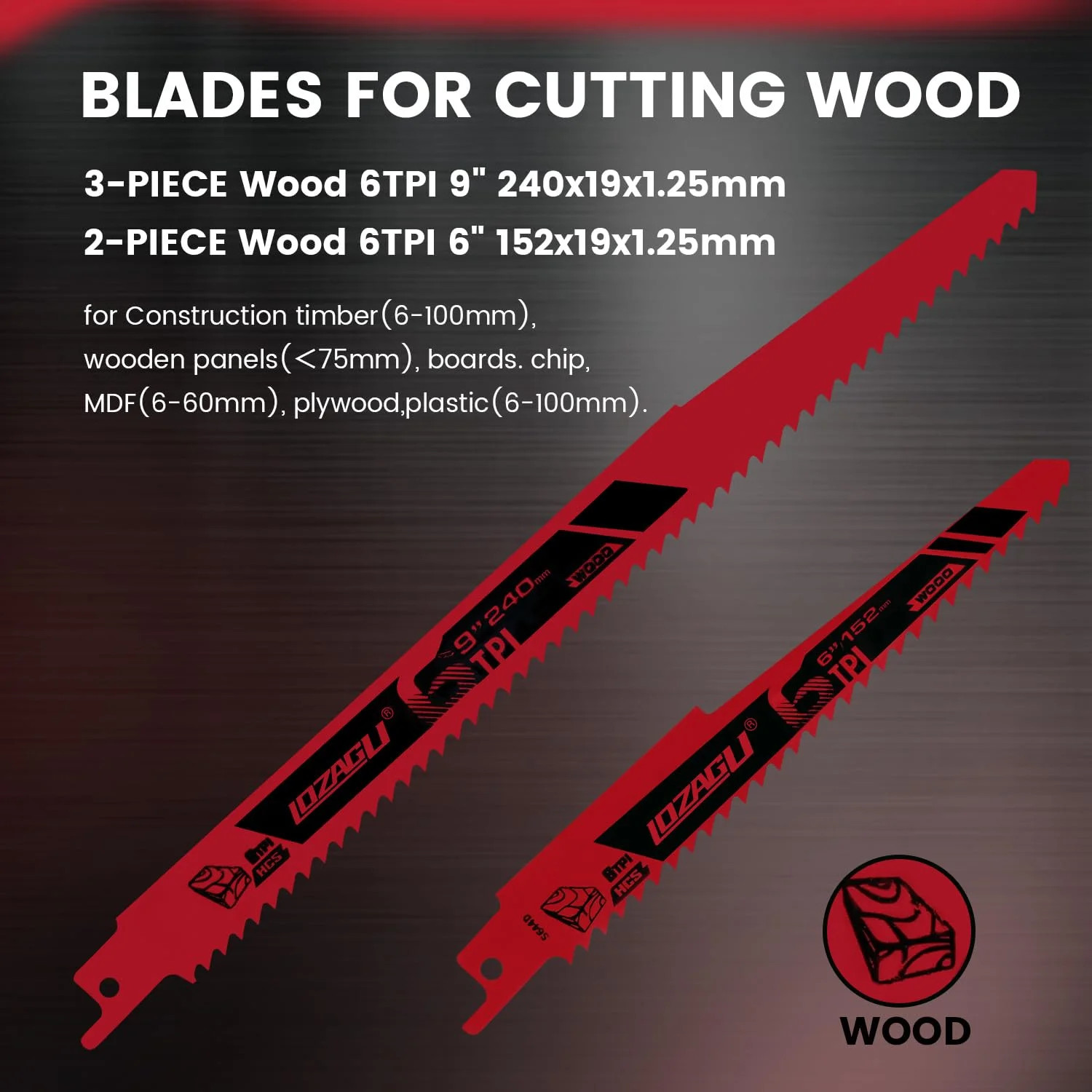 10-Piece Reciprocating Saw Blades Set with Storage Case, 6″ 8″ & 9″ Wood & Metal
