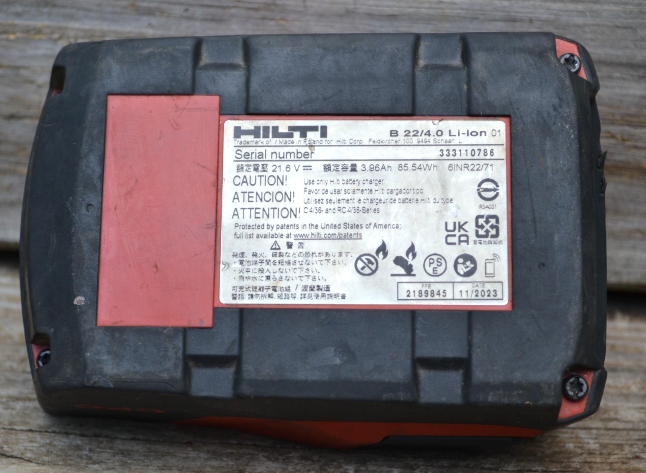 Genuine Hilti B22 4.0 Lithium-Ion 21.6 Volt Li-Ion Battery Pack–Great Condition