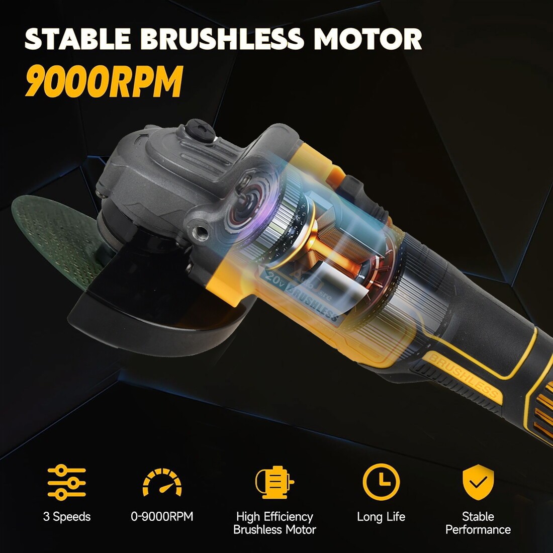 Cordless Angle Grinder Compatible Dewalt 20V MAX Battery 4-1/2″ to 5″ Brushless