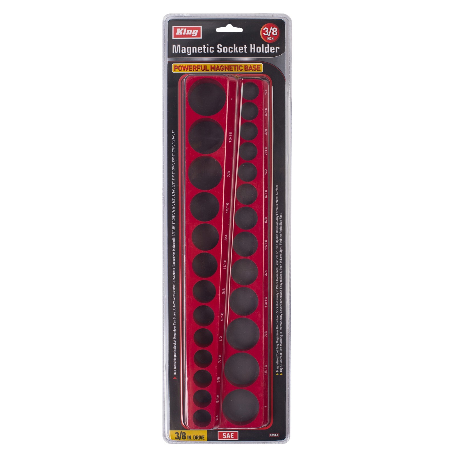 KING Magnetic Socket Organizer Holder 6-PACK Set 1/4” 3/8” 1/2” Metric SAE